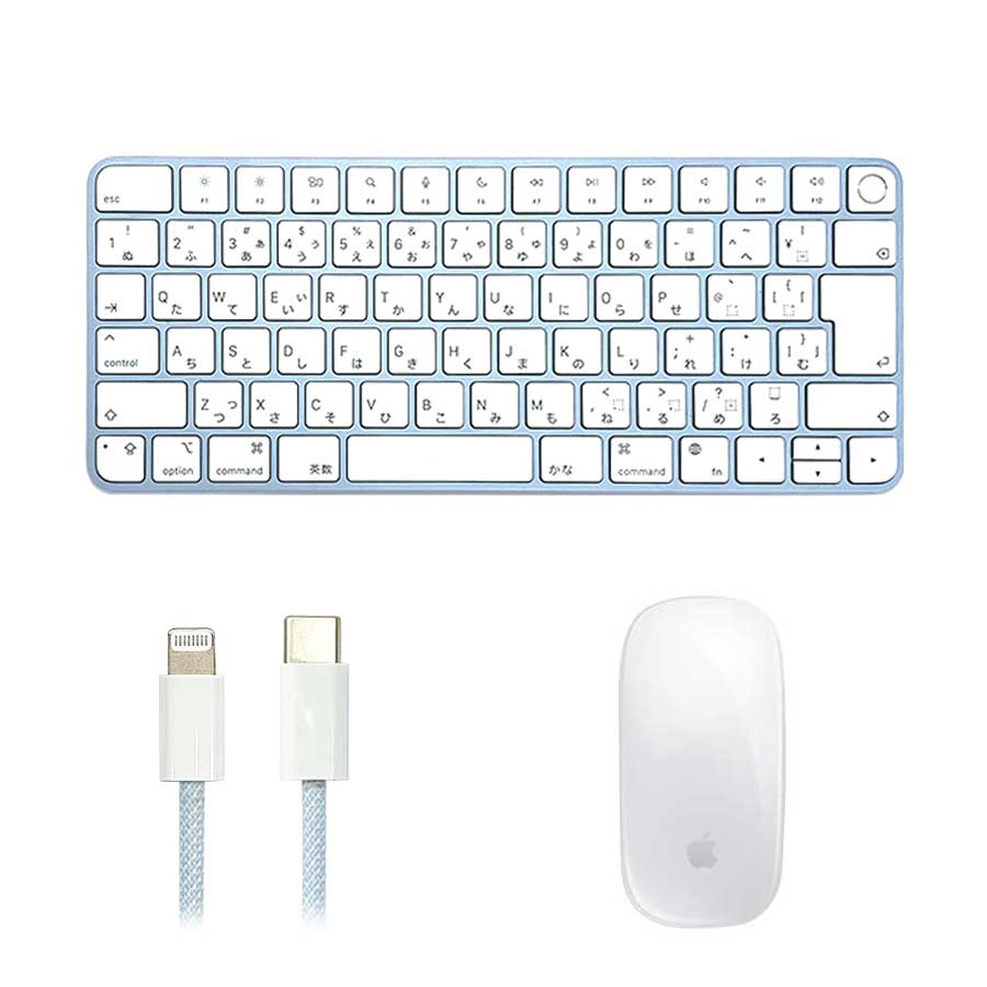 激安【純正品】 Apple MagicKeyboard と MagicMouse セット USB-C Lightningケーブル付 ブルー  Macモデル用 Touch ID搭載 Multi-Touch対応 Bランク|PCジャングル